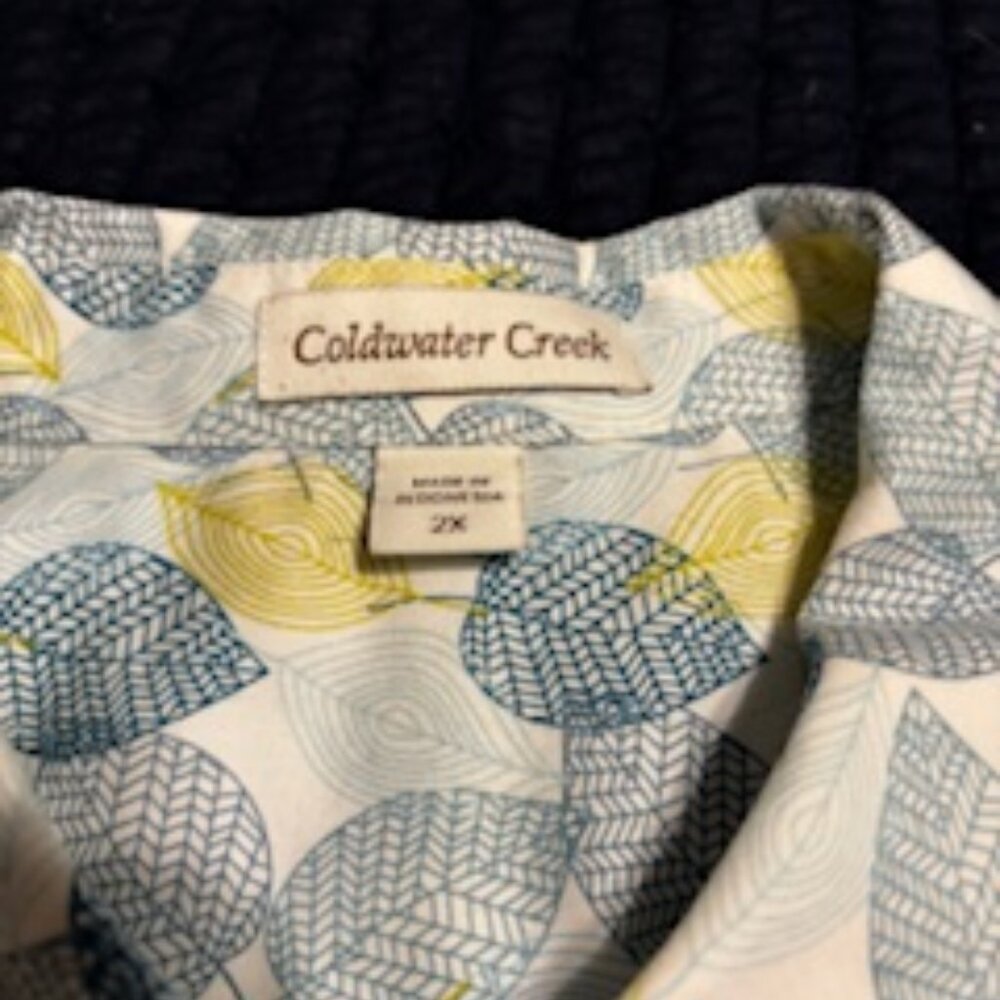 Coldwater Creek Lightweight 3/4 Sleeve Blouse Top Blue 2X Boho Chic - Picture 5 of 6